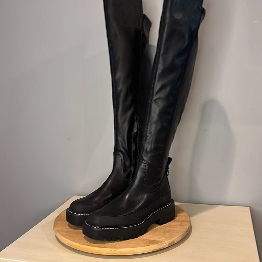 Sam‎ Edelman Women's Lerue Square Toe Over The Knee Riding Boots Black Size 6